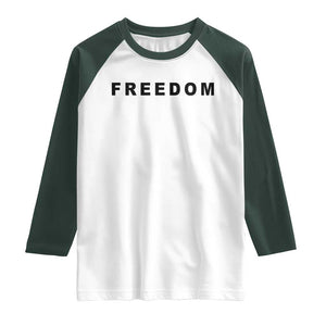 Freedom Statement Raglan Shirt Free Speech Charlie Kirk Tribute TS02 White Dark Forest Green Print Your Wear