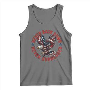 Patriotic American Eagle Graphic Tank Top Never Back Down Never Surrender Memorial for Freedom Fighters TS02 Black Heather Print Your Wear