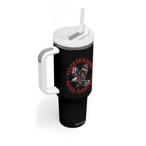 Patriotic American Eagle Graphic Tumbler With Handle Never Back Down Never Surrender Memorial for Freedom Fighters TS02 Print Your Wear