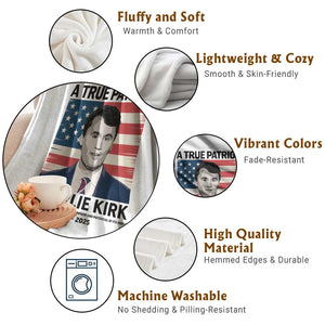 A True Patriot Memorial Throw Blanket Charlie Kirk Legacy The Greatness of Our Nation TS02 Print Your Wear