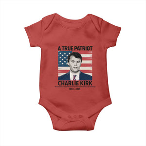 A True Patriot Memorial Baby Onesie Charlie Kirk Legacy The Greatness of Our Nation TS02 Red Print Your Wear