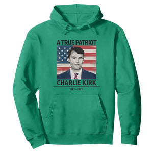 A True Patriot Memorial Hoodie Charlie Kirk Legacy The Greatness of Our Nation TS02 Irish Green Print Your Wear
