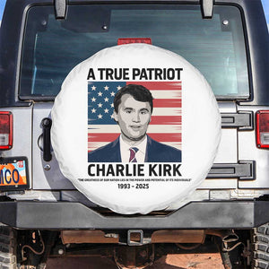 A True Patriot Memorial Spare Tire Cover Charlie Kirk Legacy The Greatness of Our Nation TS02 No hole White Print Your Wear