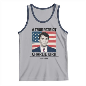 A True Patriot Memorial Tank Top Charlie Kirk Legacy The Greatness of Our Nation TS02 Athletic Heather Navy Print Your Wear