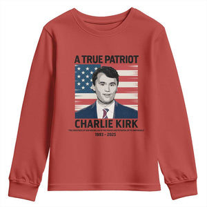 A True Patriot Memorial Youth Sweatshirt Charlie Kirk Legacy The Greatness of Our Nation TS02 Red Print Your Wear