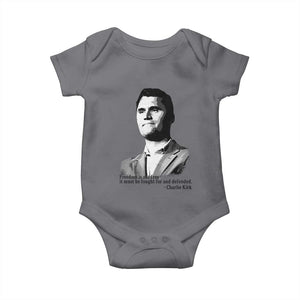 Freedom Is Not Free Baby Onesie Defender of Liberty Charlie Kirk Tribute TS02 Charcoal Print Your Wear