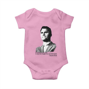 Freedom Is Not Free Baby Onesie Defender of Liberty Charlie Kirk Tribute TS02 Light Pink Print Your Wear