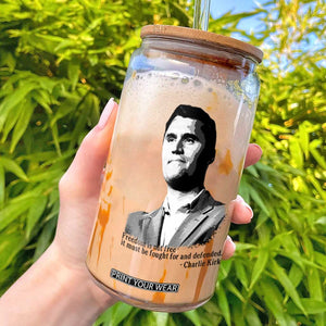 Freedom Is Not Free Glass Can Defender of Liberty Charlie Kirk Tribute TS02 White Print Your Wear