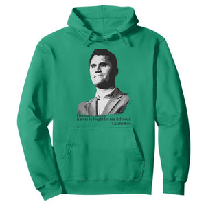 Freedom Is Not Free Hoodie Defender of Liberty Charlie Kirk Tribute TS02 Irish Green Print Your Wear