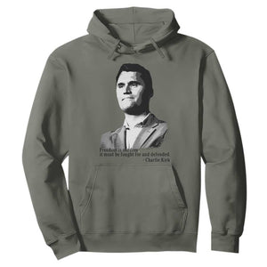 Freedom Is Not Free Hoodie Defender of Liberty Charlie Kirk Tribute TS02 Military Green Print Your Wear