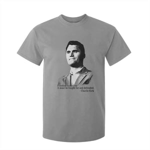 Freedom Is Not Free T Shirt For Kid Defender of Liberty Charlie Kirk Tribute TS02 Sport Gray Print Your Wear