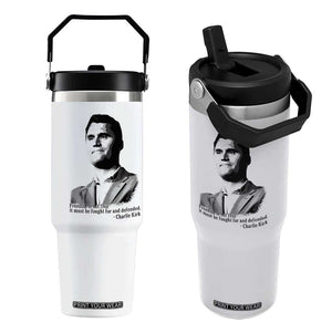 Freedom Is Not Free Flip Straw Tumbler Defender of Liberty Charlie Kirk Tribute TS02 One Size: 30 oz White Print Your Wear