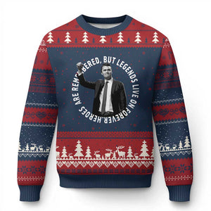 Legends Live Forever Tribute Ugly Christmas Sweater Charlie Kirk Legacy Remembrance TS02 Navy Red Print Your Wear
