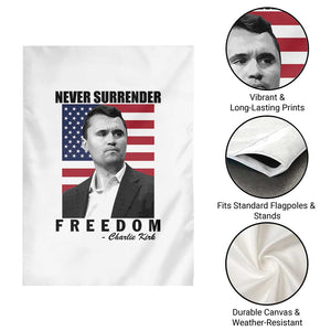 Never Surrender Freedom Garden Flag Patriotic Charlie Kirk Tribute American Flag TS02 Print Your Wear