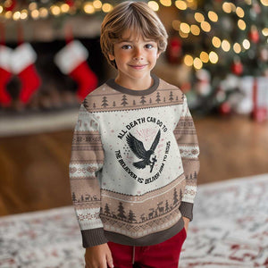 Christian Faith Patriotic Ugly Christmas Sweater Death Deliver The Believer To Jesus American Eagle Graphic TS02 Mocha Mousse Print Your Wear