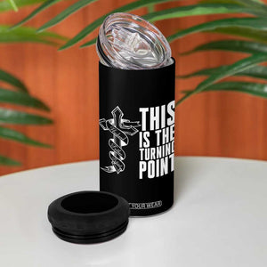 This is the Turning Point 4 in 1 Can Cooler Tumbler Husband Father Patriot Charlie Kirk Tribute Christian Faith TS02 Print Your Wear