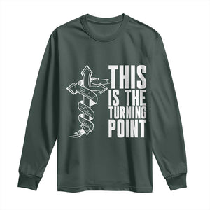 This is the Turning Point Long Sleeve Shirt Husband Father Patriot Charlie Kirk Tribute Christian Faith TS02 Dark Forest Green Print Your Wear