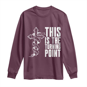 This is the Turning Point Long Sleeve Shirt Husband Father Patriot Charlie Kirk Tribute Christian Faith TS02 Maroon Print Your Wear