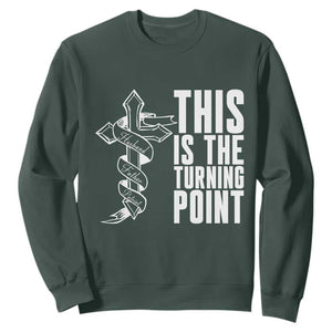 This is the Turning Point Sweatshirt Husband Father Patriot Charlie Kirk Tribute Christian Faith TS02 Dark Forest Green Print Your Wear