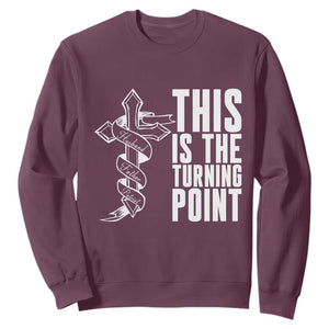 This is the Turning Point Sweatshirt Husband Father Patriot Charlie Kirk Tribute Christian Faith TS02 Maroon Print Your Wear
