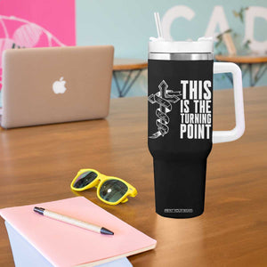 This is the Turning Point Tumbler With Handle Husband Father Patriot Charlie Kirk Tribute Christian Faith TS02 Print Your Wear