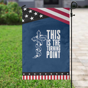 This is the Turning Point Garden Flag Husband Father Patriot Charlie Kirk Tribute Christian Faith TS02 Classic Blue Black Print Your Wear
