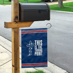 This is the Turning Point Garden Flag Husband Father Patriot Charlie Kirk Tribute Christian Faith TS02 Classic Blue Red Print Your Wear