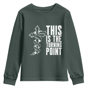 This is the Turning Point Youth Sweatshirt Husband Father Patriot Charlie Kirk Tribute Christian Faith TS02 Dark Forest Green Print Your Wear