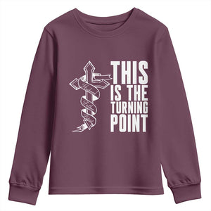 This is the Turning Point Youth Sweatshirt Husband Father Patriot Charlie Kirk Tribute Christian Faith TS02 Maroon Print Your Wear