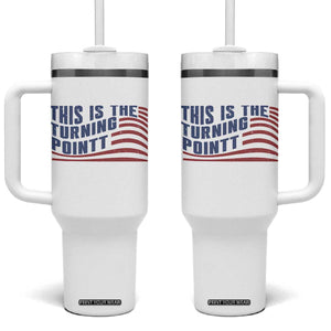 This is The Turning Point Tumbler With Handle USA Flag America True Patriot TS02 One Size: 40 oz White Print Your Wear
