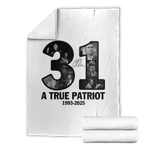 Freedom Number 31 Tribute Graphic Throw Blanket Thank You Charlie Kirk A True Patriot Memorial TS02 White Print Your Wear