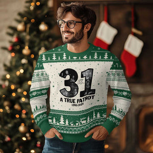 Freedom Number 31 Tribute Graphic Ugly Christmas Sweater Thank You Charlie Kirk A True Patriot Memorial TS02 Beige Green Print Your Wear