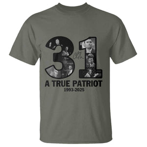 Freedom Number 31 Tribute Graphic T Shirt Thank You Charlie Kirk A True Patriot Memorial TS02 Military Green Print Your Wear