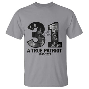 Freedom Number 31 Tribute Graphic T Shirt Thank You Charlie Kirk A True Patriot Memorial TS02 Sport Gray Print Your Wear