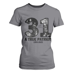 Freedom Number 31 Tribute Graphic T Shirt For Women Thank You Charlie Kirk A True Patriot Memorial TS02 Charcoal Print Your Wear