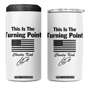 This is The Turning Point 4 in 1 Can Cooler Tumbler American Flag A True Patriot Statement TS02 One Size: 16 oz White Print Your Wear