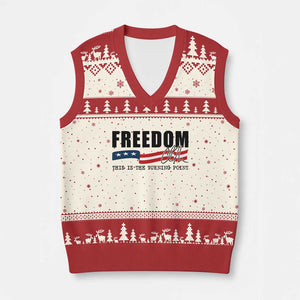 Freedom This Is The Turning Point V-Neck Knit Sweater Vest True Patriot Liberty Defender American Flag TS02 Beige Red Print Your Wear