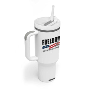 Freedom This Is The Turning Point Tumbler With Handle True Patriot Liberty Defender American Flag TS02 Print Your Wear
