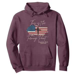 This is The Turning Point Memorial Hoodie Tribute to A True Patriot Christian Faith American Flag TS02 Maroon Print Your Wear