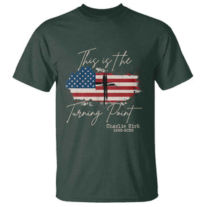 This is The Turning Point Memorial T Shirt Tribute to A True Patriot Christian Faith American Flag TS02 Dark Forest Green Print Your Wear