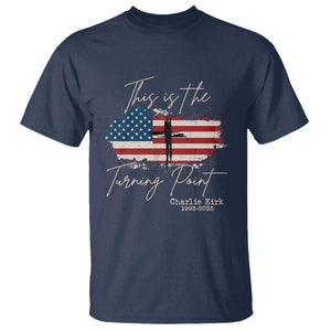 This is The Turning Point Memorial T Shirt Tribute to A True Patriot Christian Faith American Flag TS02 Navy Print Your Wear
