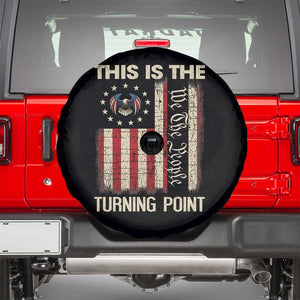 We the People Turning Point Spare Tire Cover Vintage American Flag and Freedom Patriotic Eagle TS02 Black Print Your Wear
