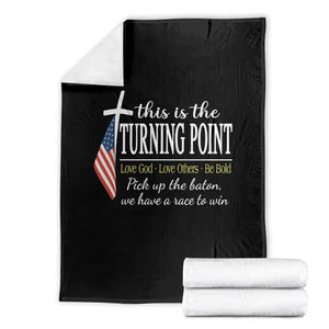 Faith Fueled Turning Point Throw Blanket Christian Patriot Cross and American Flag TS02 Black Print Your Wear