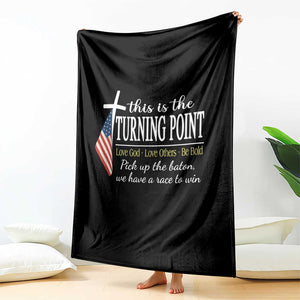 Faith Fueled Turning Point Throw Blanket Christian Patriot Cross and American Flag TS02 Print Your Wear