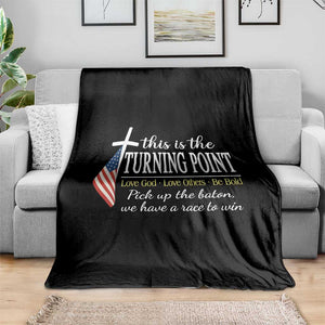 Faith Fueled Turning Point Throw Blanket Christian Patriot Cross and American Flag TS02 Print Your Wear