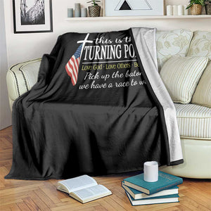 Faith Fueled Turning Point Throw Blanket Christian Patriot Cross and American Flag TS02 Print Your Wear