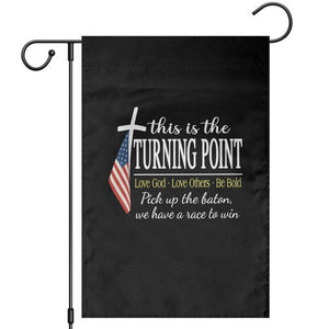 Faith Fueled Turning Point Garden Flag Christian Patriot Cross and American Flag TS02 Black Print Your Wear