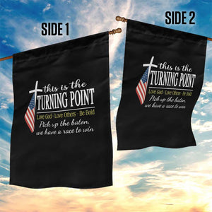 Faith Fueled Turning Point Garden Flag Christian Patriot Cross and American Flag TS02 Print Your Wear