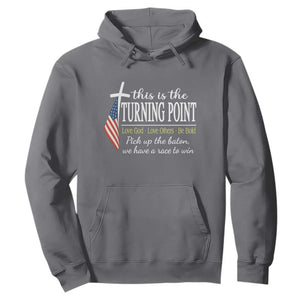 Faith Fueled Turning Point Hoodie Christian Patriot Cross and American Flag TS02 Charcoal Print Your Wear