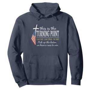 Faith Fueled Turning Point Hoodie Christian Patriot Cross and American Flag TS02 Navy Print Your Wear